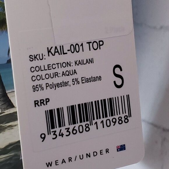 NEW Mosmann Australia Swim Top Kailani Size S Aqua Blue - Picture 3 of 6